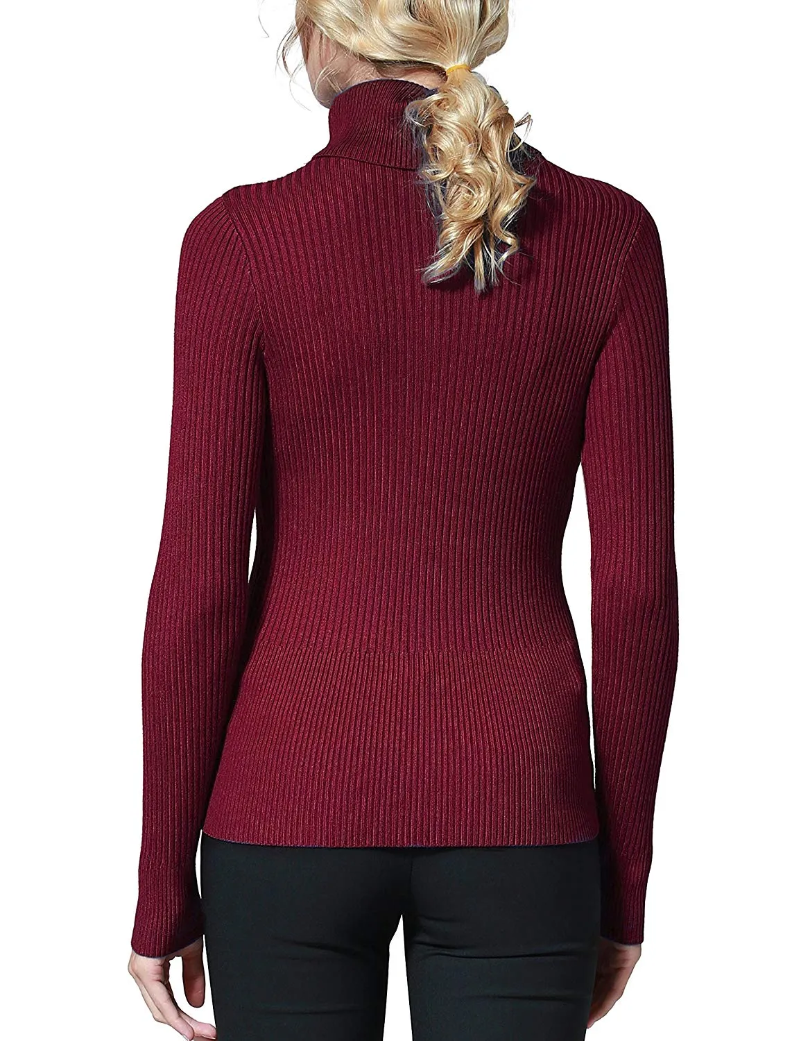 PrettyGuide Women's Ribbed Turtleneck Long Sleeve Sweater Tops
