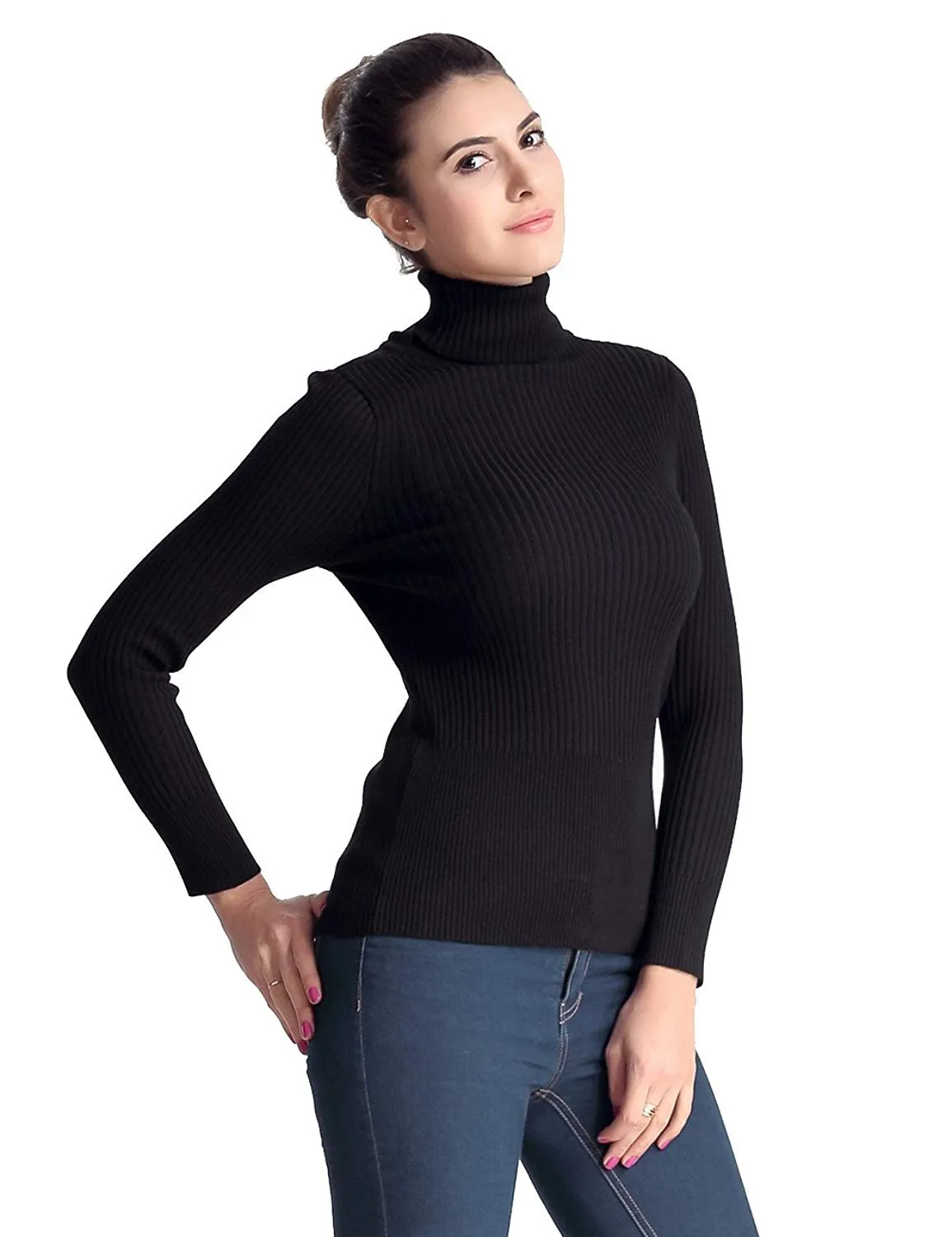 PrettyGuide Women's Ribbed Turtleneck Long Sleeve Sweater Tops