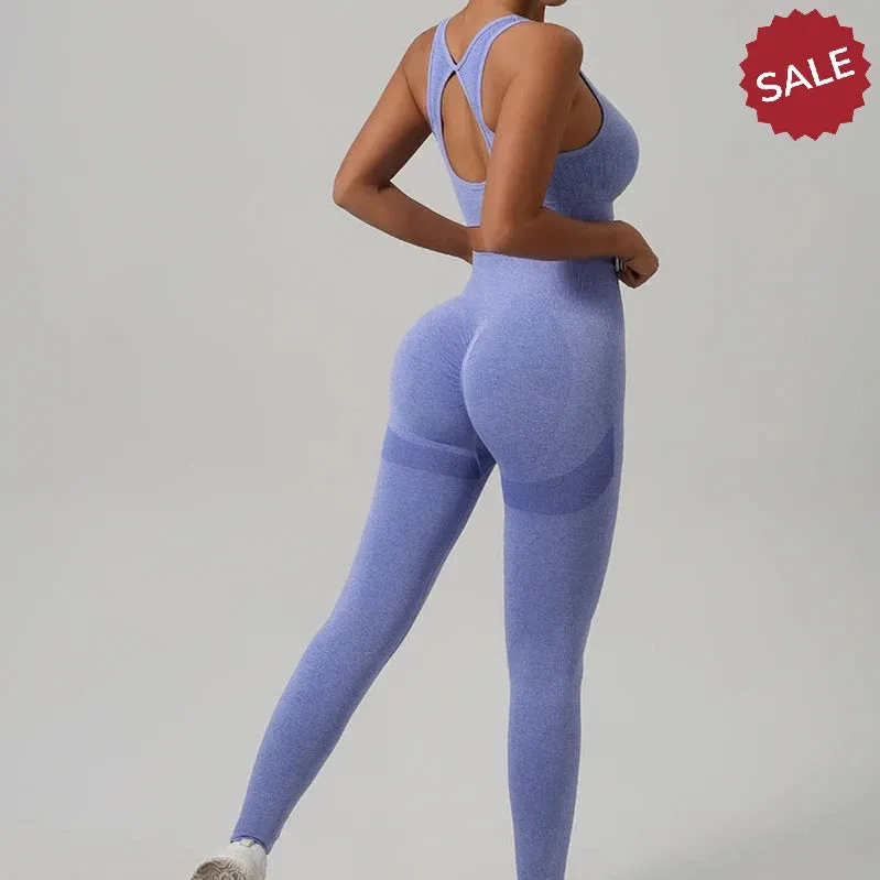 Seamless Knit Yoga Set - Womens Beauty Back Bra & Hip-Lifting Leggings