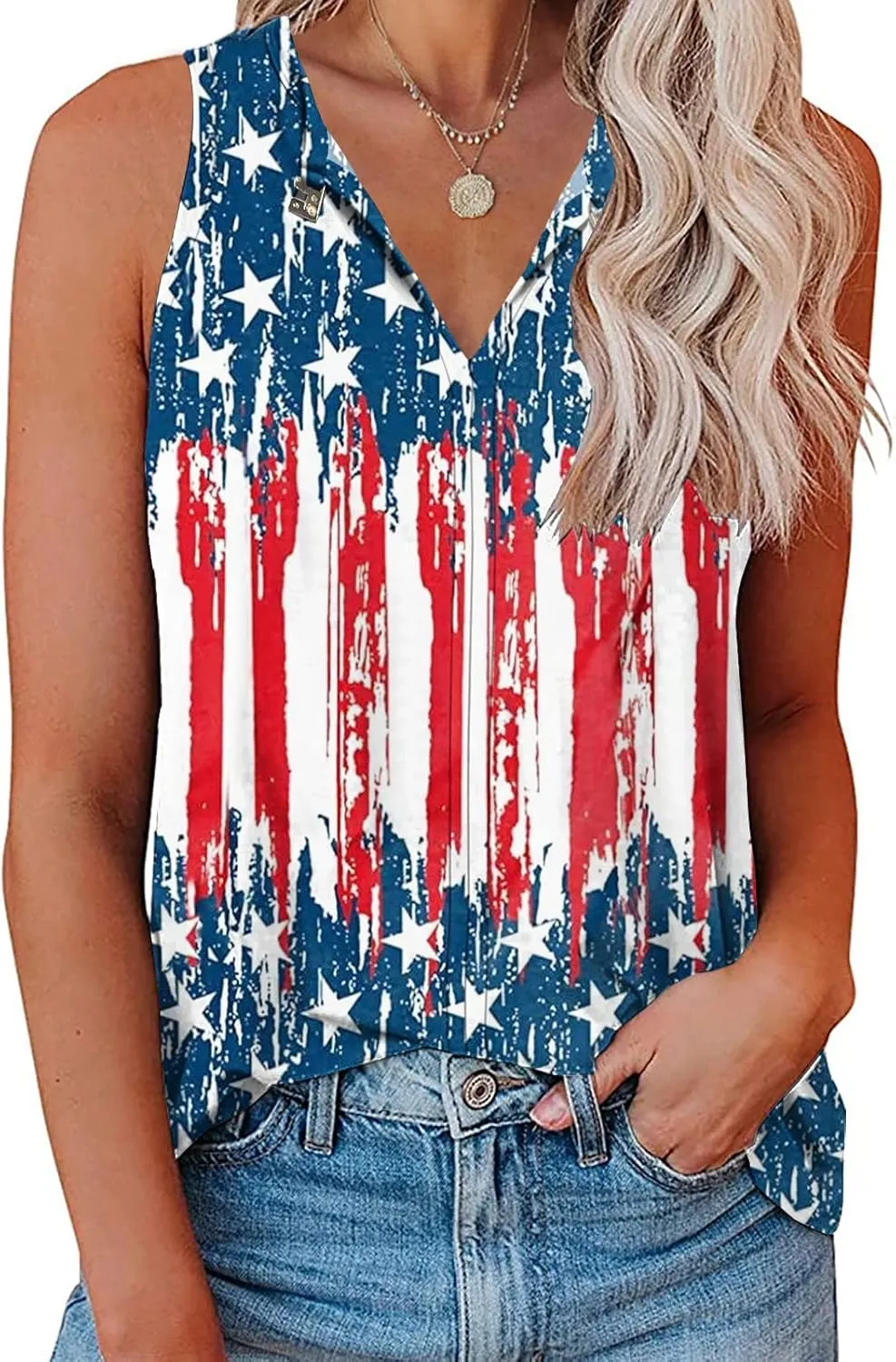 Soesdemo Tank Top for Women Keyhole V Neck Sleeveless Summer Casual Loose Fit Business Cute Floral Basic Shirt Blouse