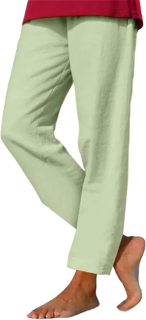 Summer Beach Pants for Women Linen Elastic High Waist Straight Leg Light Causal Cool Lounge Trousers Women Pajamas