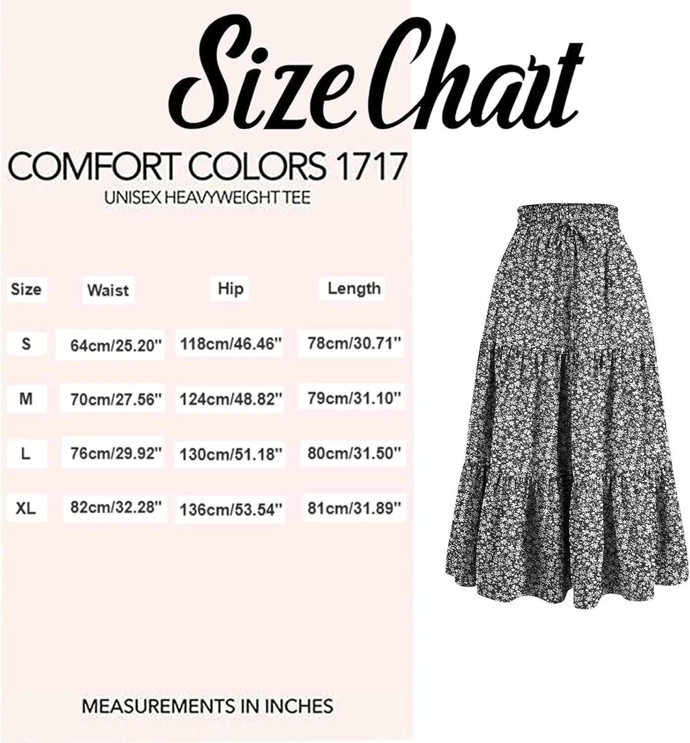 Summer Floral Maxi Skirt for Women Comfy Elastic High Waisted Plus Size Vacation Flowy Swing Midi Skirts Clothes