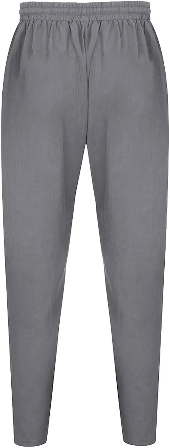 Sweatpants for Men Classic Slacks Male Sport Tapered Split Airoft Fitted Elastic Waist Solid Color Leggings Light
