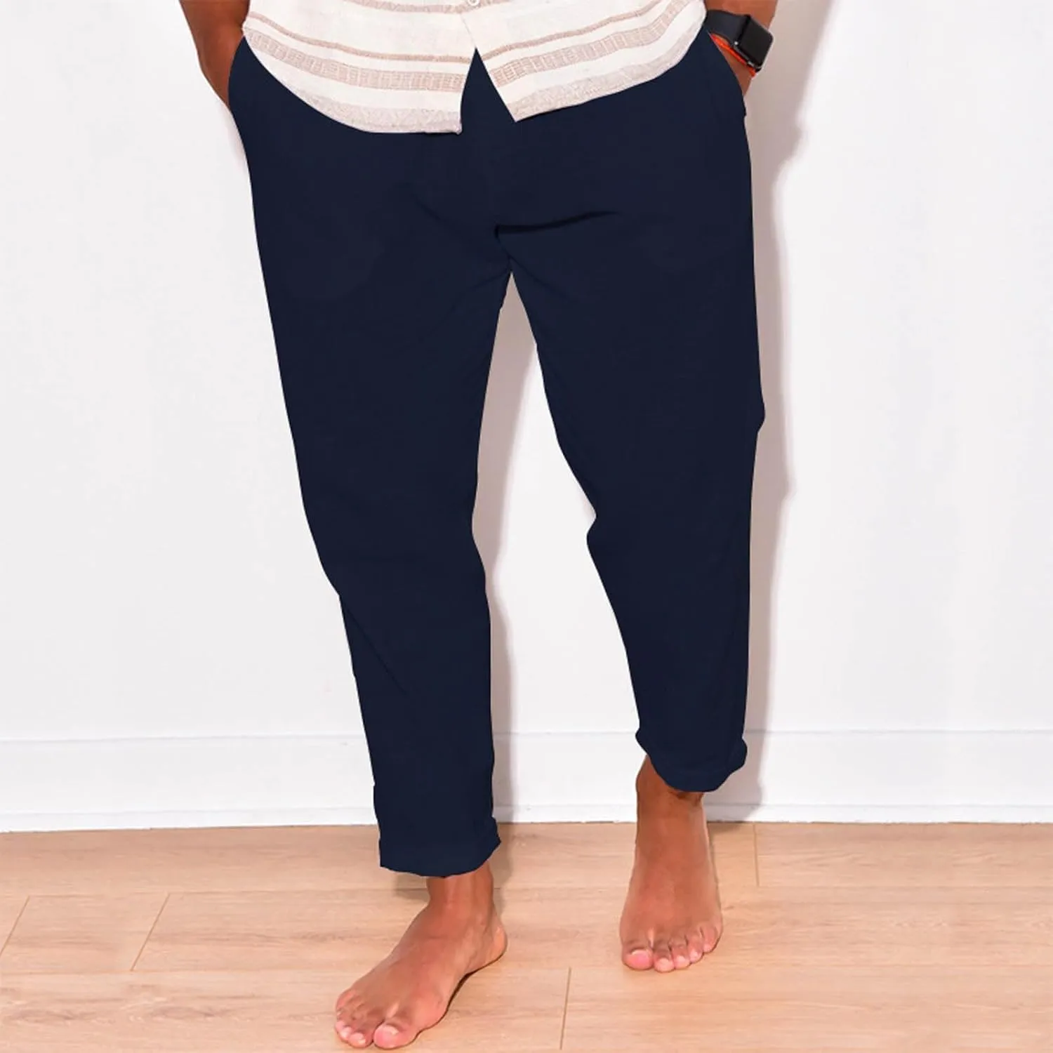 Sweatpants for Men Classic Slacks Male Sport Tapered Split Airoft Fitted Elastic Waist Solid Color Leggings Light