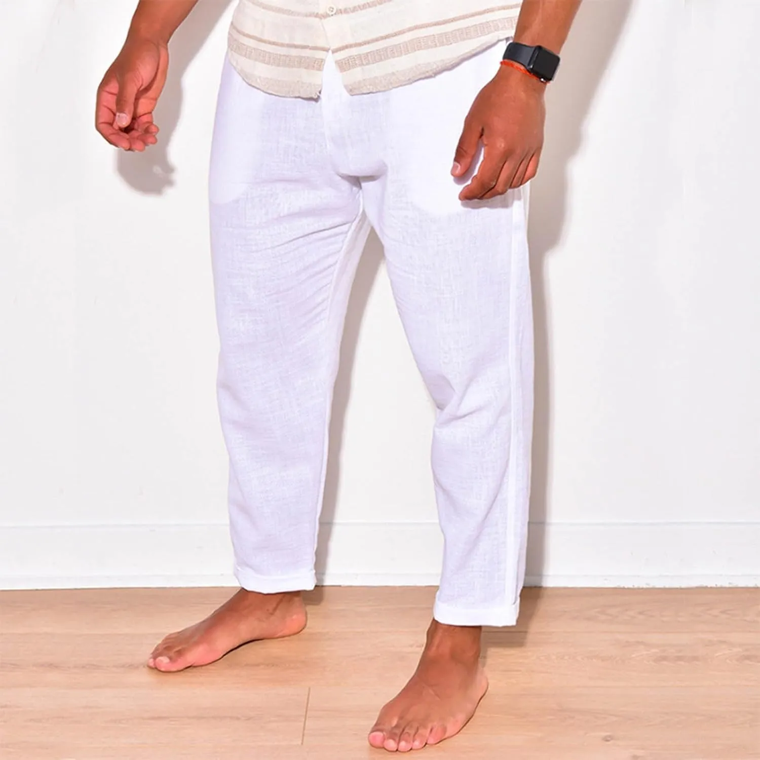 Sweatpants for Men Classic Slacks Male Sport Tapered Split Airoft Fitted Elastic Waist Solid Color Leggings Light