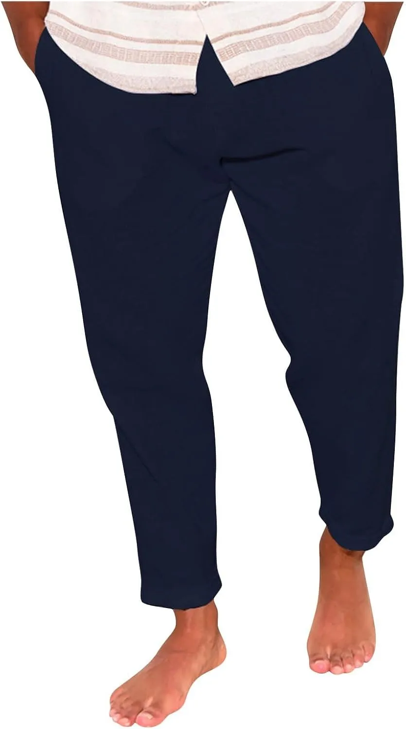 Sweatpants for Men Classic Slacks Male Sport Tapered Split Airoft Fitted Elastic Waist Solid Color Leggings Light