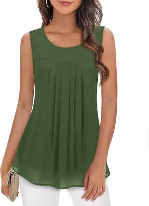 Timeson Women's Sleeveless Chiffon Tank Top Double Layers Casual Blouse Tunic