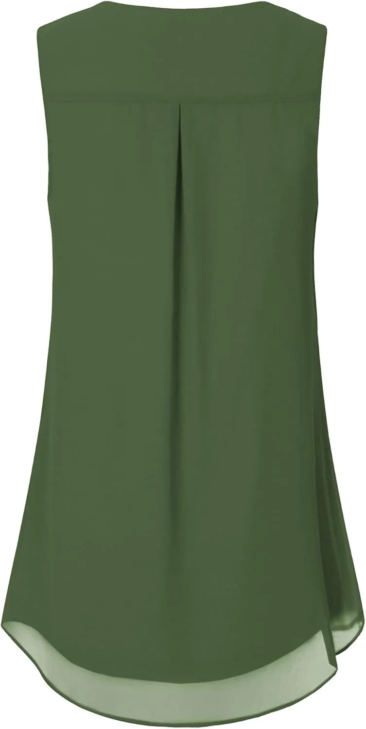 Timeson Women's Sleeveless Chiffon Tank Top Double Layers Casual Blouse Tunic