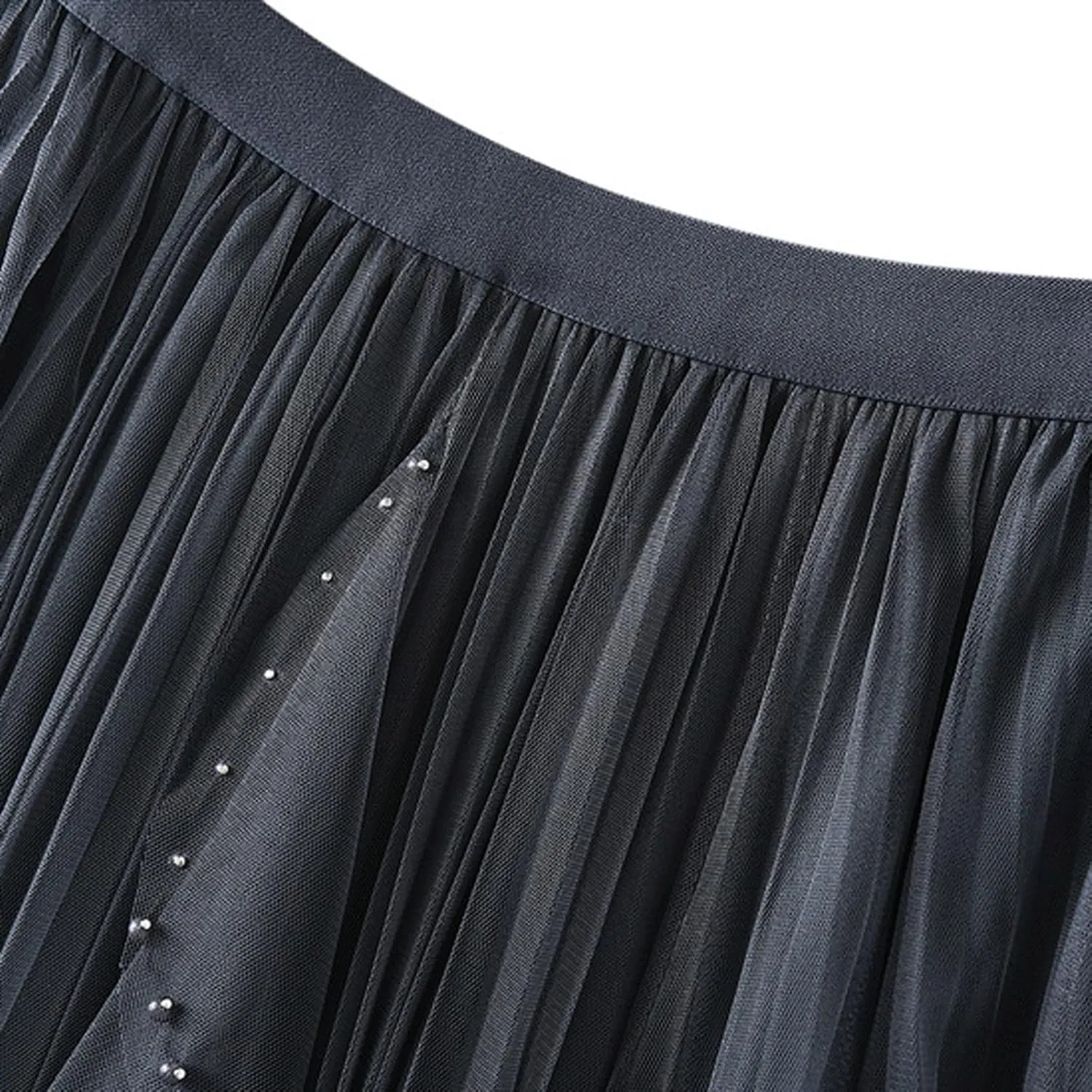 tuduoms Women's Long Tulle Tutu Skirt High Waist Pleated Layered Midi Skirt Sequin Flowy Maxi Skirt Dress for Wedding Party
