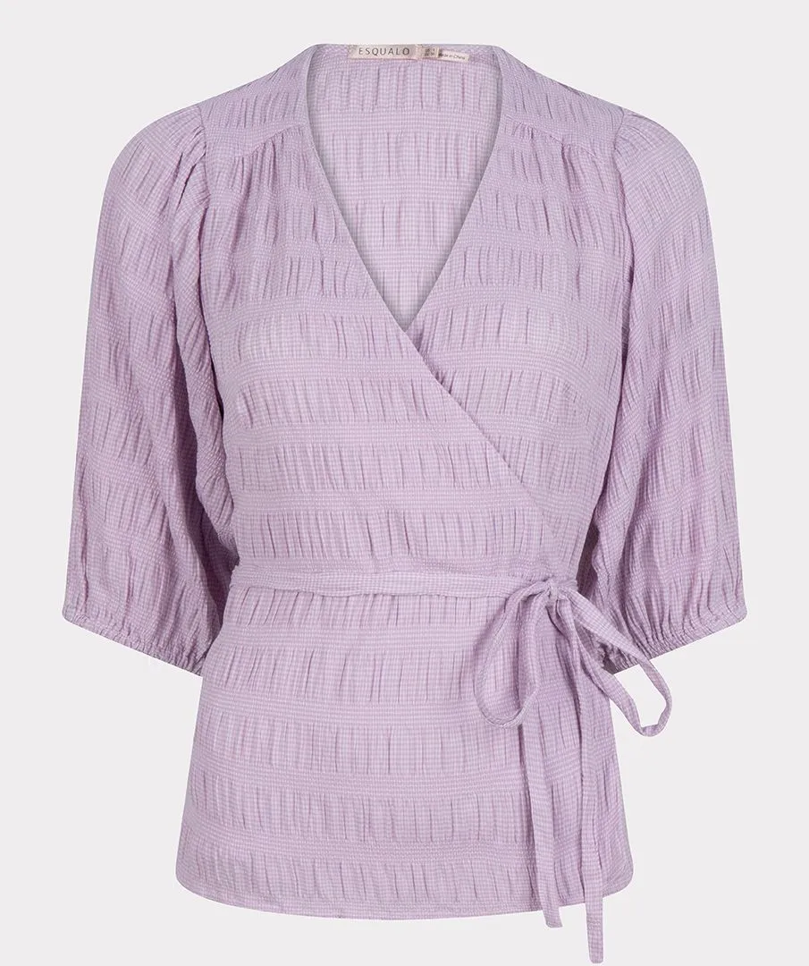 VIOLA VIOLET OVERLAP SEERSUCKER BLOUSE - ESQUALO HS2314207
