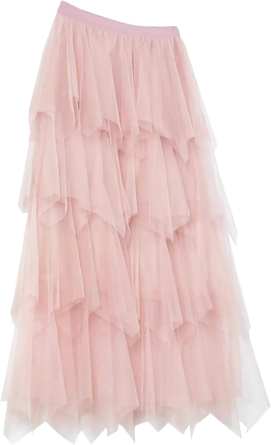 Women Tulle Skirts Layered Tutu Skirt Midi Length Elastic High Waist A Line Skirt Party Evening Mesh Skirt 2025