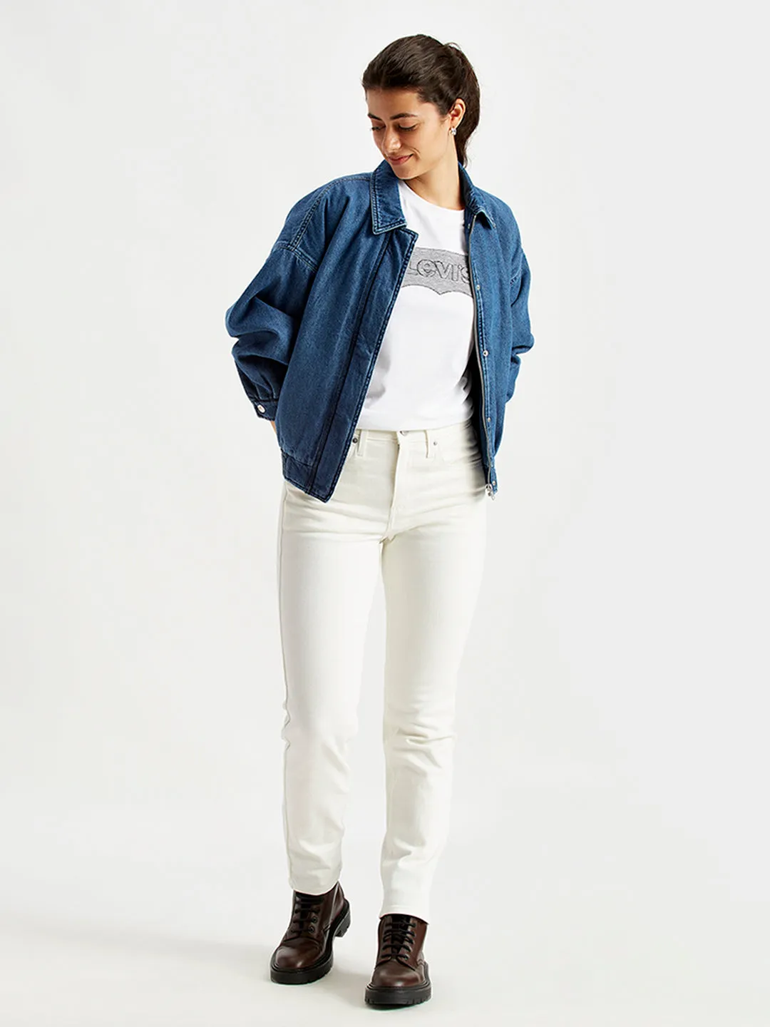 Women's 724 White Slim Fit High Rise Jeans