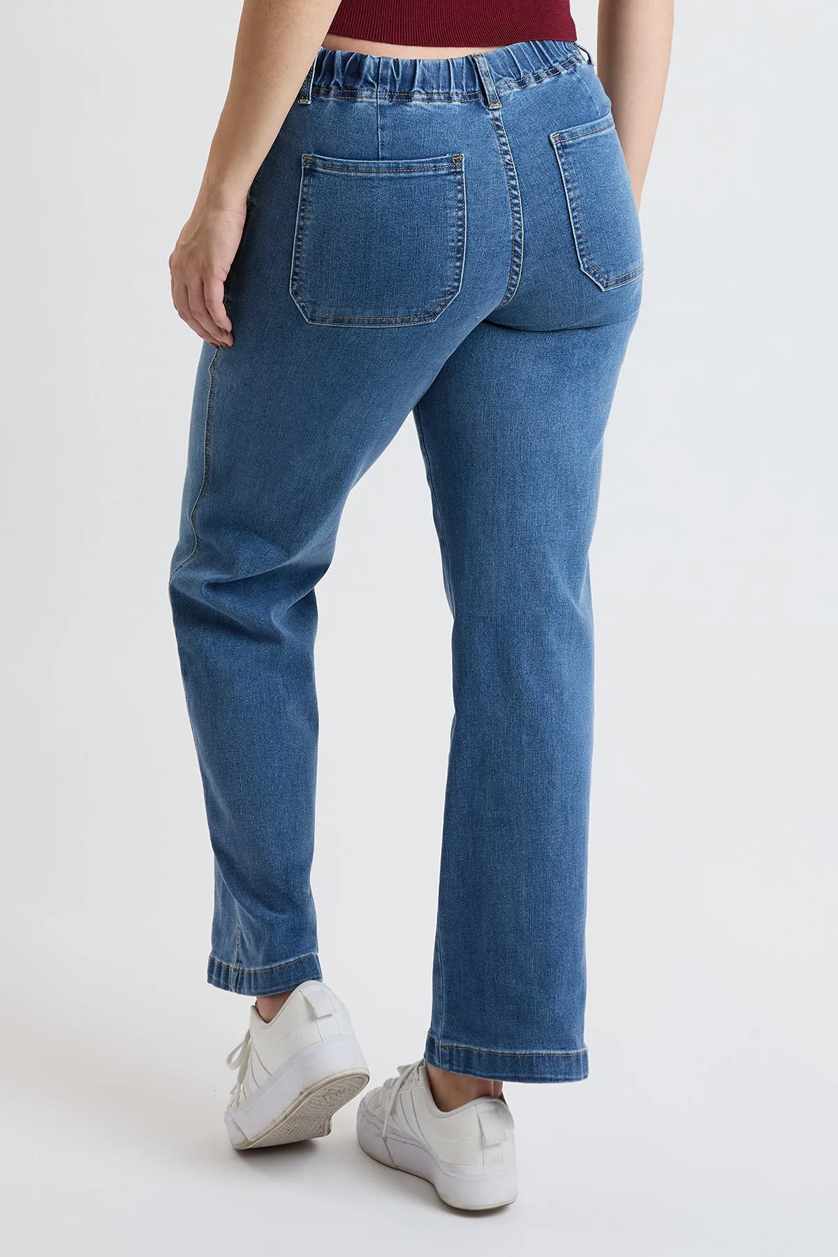 Women's Mid Rise Tie Front Wide Leg Jeans