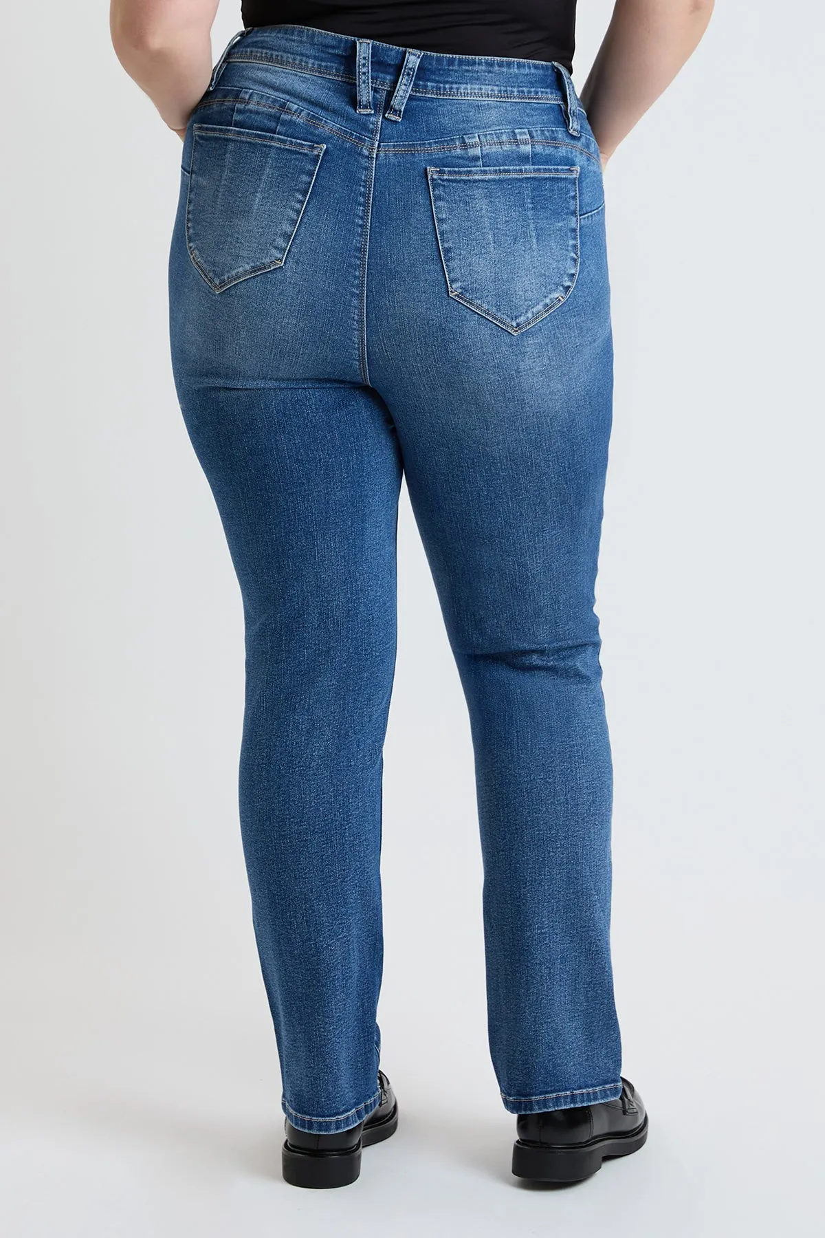 Women's Plus High Rise Curve Confidence WannaBettaButt Straight Leg Jeans