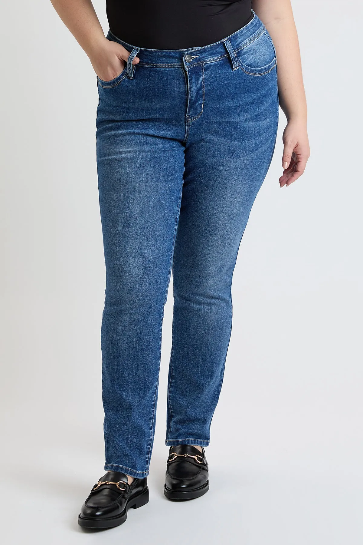 Women's Plus High Rise Curve Confidence WannaBettaButt Straight Leg Jeans