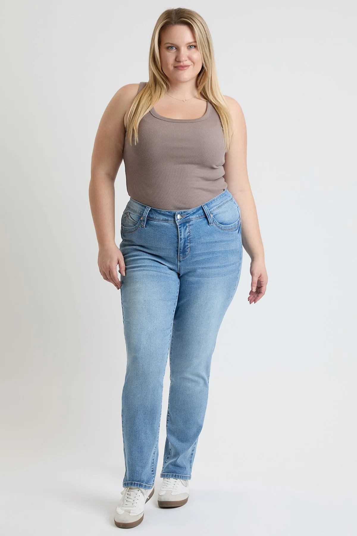 Women's Plus High Rise Curve Confidence WannaBettaButt Straight Leg Jeans
