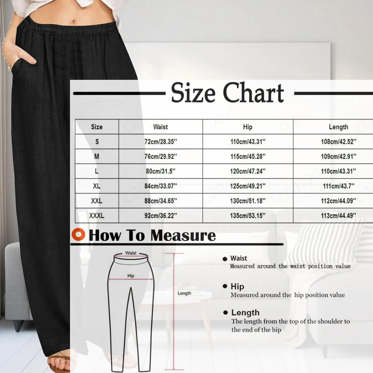 Womens Summer Cotton Linen Pants Casual Wide Leg Drawstring Waist Palazzo Pant Loose Beach Lounge Trousers