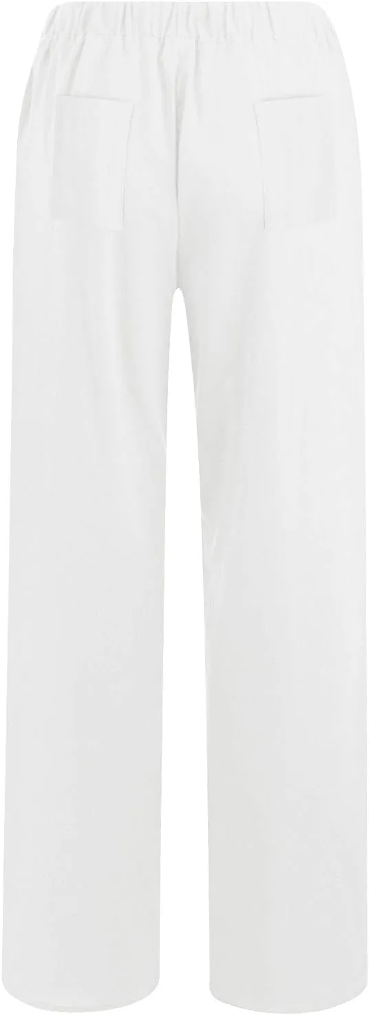 Womens Summer Cotton Linen Pants Casual Wide Leg Drawstring Waist Palazzo Pant Loose Beach Lounge Trousers