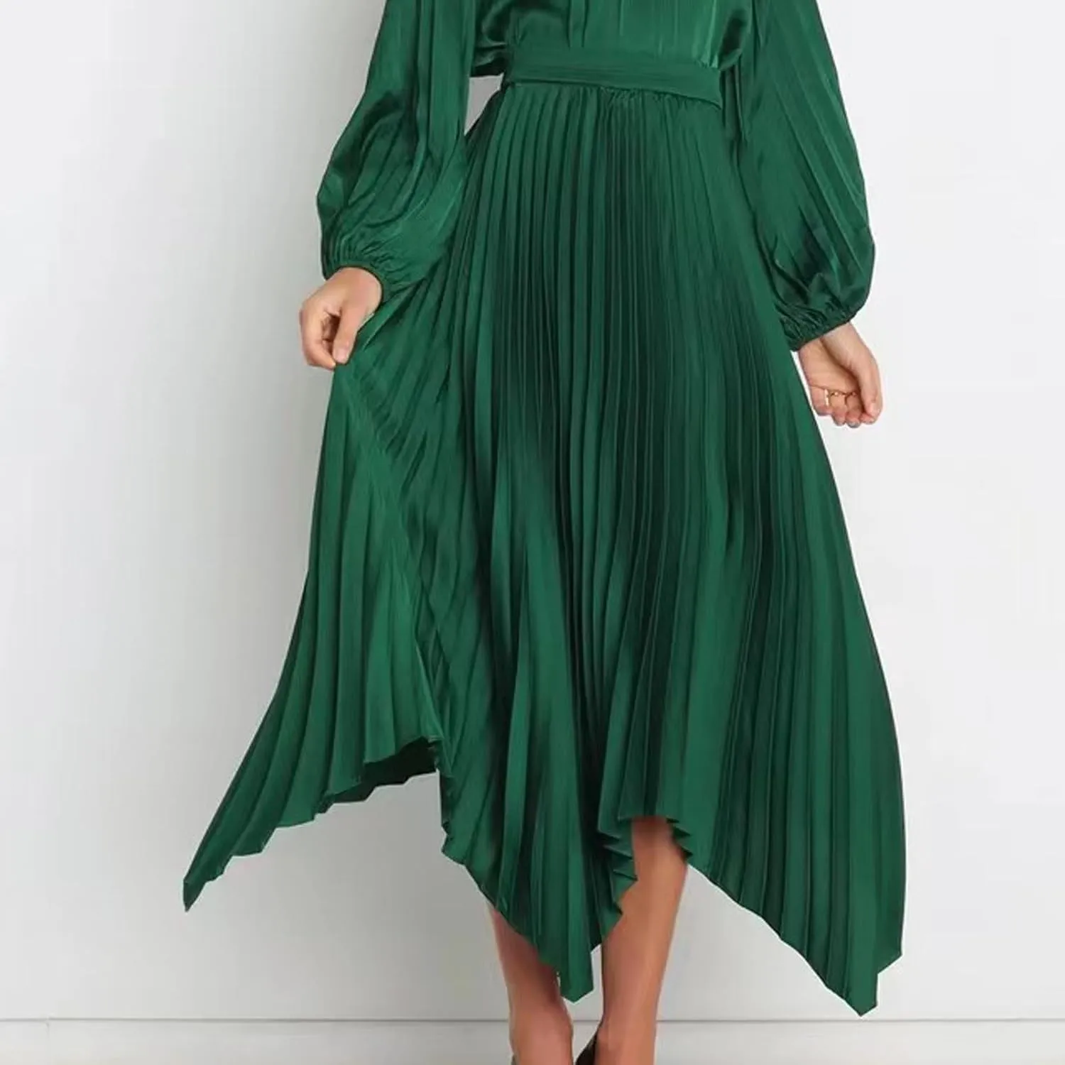 Women's Summer Skirt Solid Color High Waist Pleated A Line Swing Skirts Casual Fashion Irregular Hem Swing Skorts